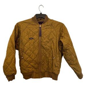 Vintage Columbia Womens Quilted Bomber Jacket M Brown Purple Lining